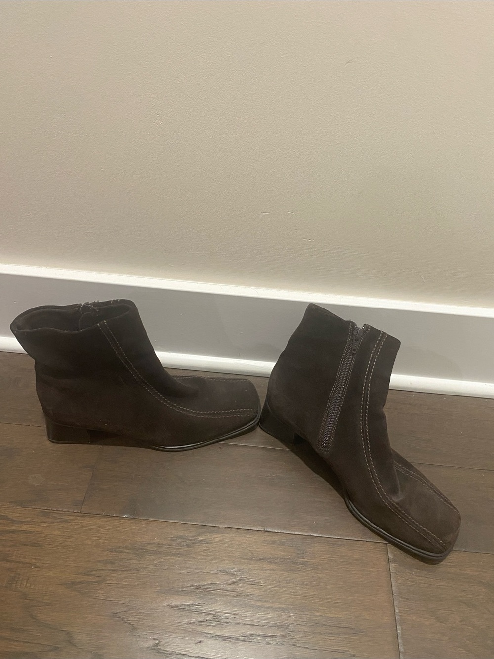 La CANADIENNE Dark Brown Suede Heeled Ankle Boots